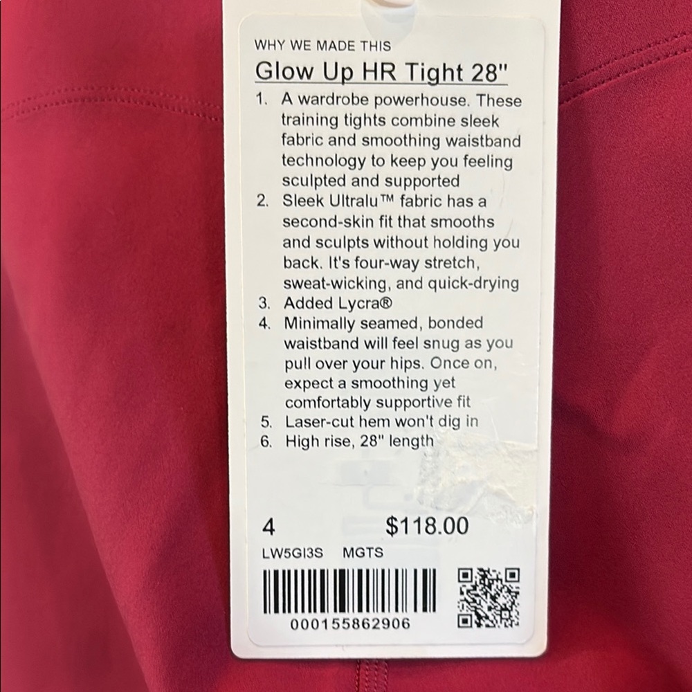 Lululemon Athletica Magenta Glow Up Full-Length Leggings size 4 - Picture 4 of 4